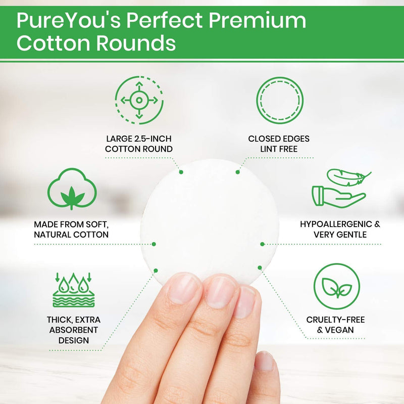 Premium Cotton Pads for Face - 100% Pure and Natural Cotton | Makeup Remover Pads, Hypoallergenic, Lint-Free (300 Count) - BeesActive Australia