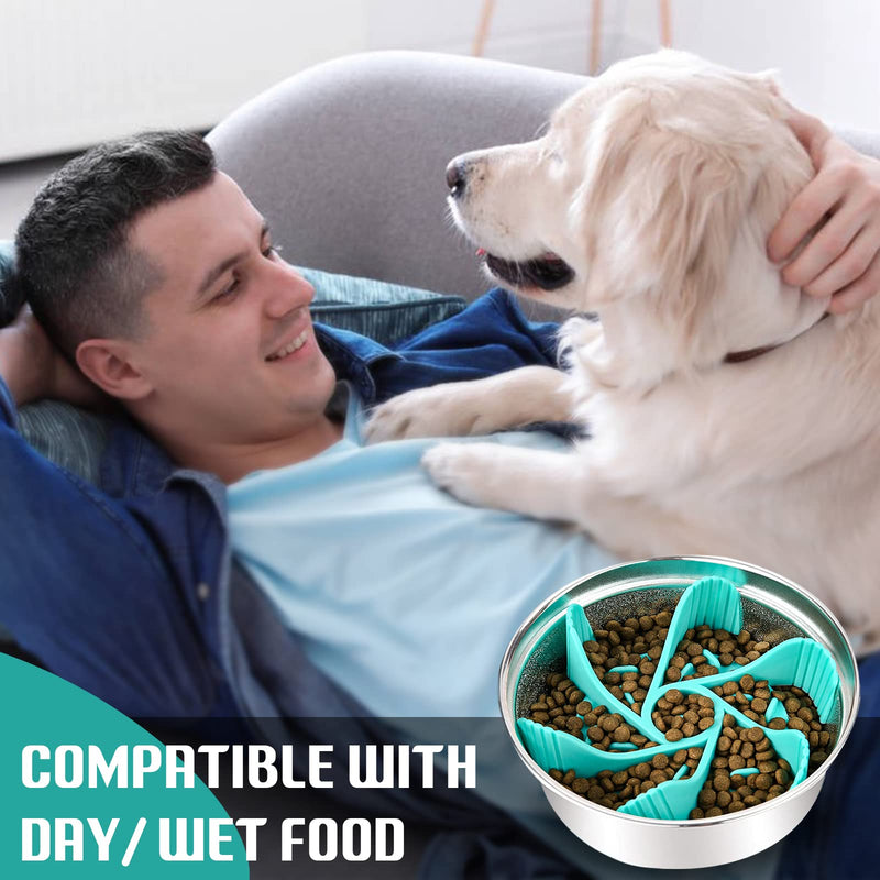 2 Pcs Dog Bowl Slow Feeder Insert, Cuttable Slow Feeder Dog Bowl Insert with Strong Suction Cups, Cat Dog Feeding Supplies, Slow Feeder for Most Dogs Bowl or Dogs Dish - BeesActive Australia
