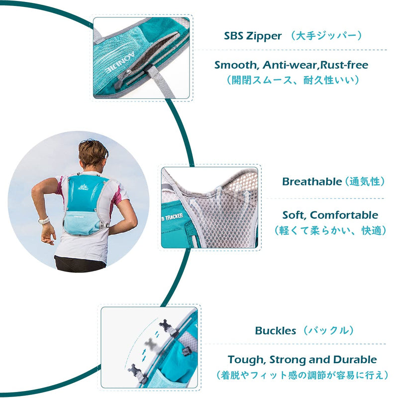 TRIWONDER Hydration Pack Water Backpack 5.5L Outdoors Trail Marathon Running Race Cycling Hiking Hydration Vest 02 Light Blue 5L - with 1.5L Water Bladder - BeesActive Australia