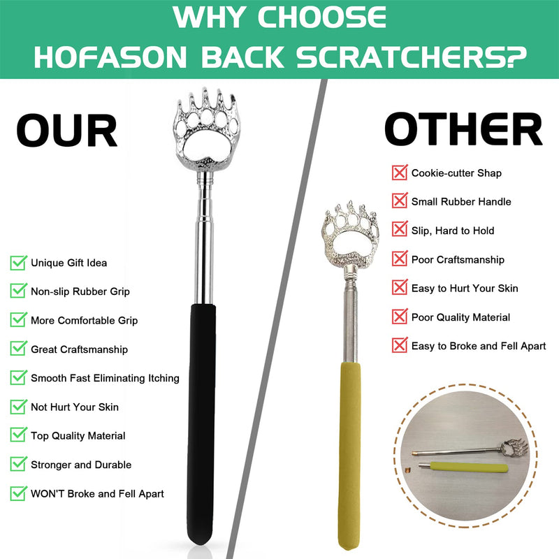 Back Scratcher for Men Women, HOFASON Bear Claw Telescopic Scratcher Back Massager Tool, Stocking Fillers Novelty Idea Gifts Extendable Back Scratcher Eliminating Back Itching Scratcher (3 Pack) Black - BeesActive Australia