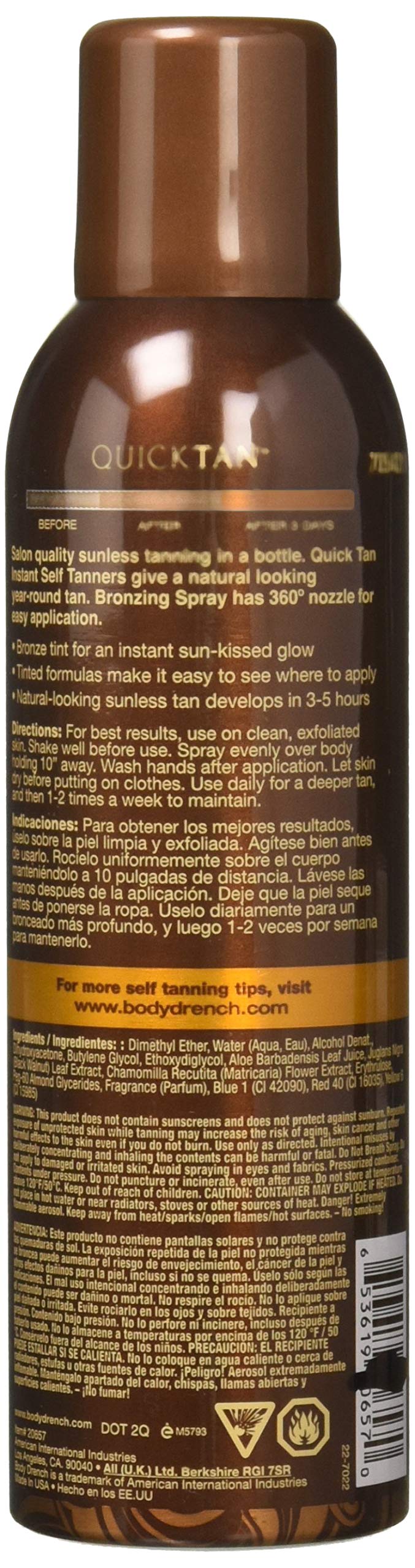 Body Drench Quick Tan Bronzing Spray Medium-Dark 6 Ounce (177ml) (2 Pack) - BeesActive Australia