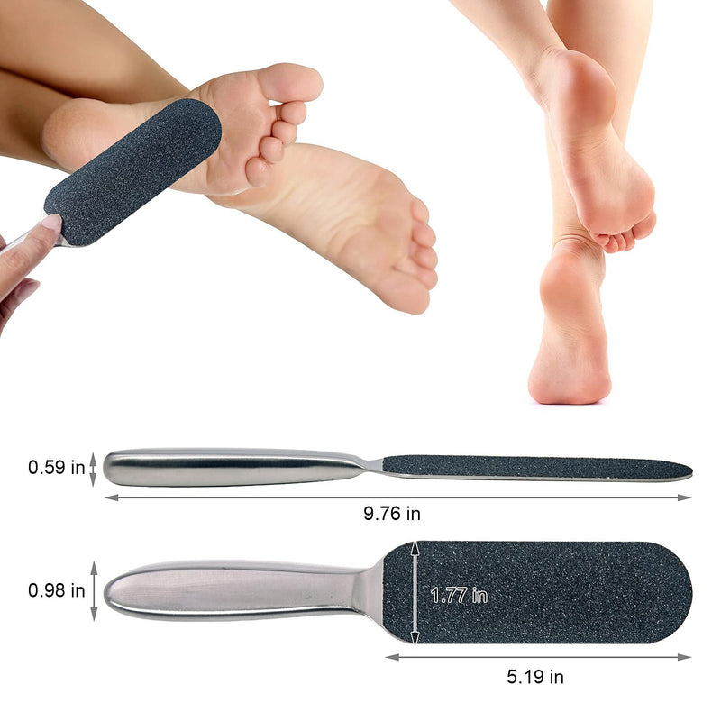Professional Pedicure Foot File and Callus Remover for Hard Skin, Stainless Steel Foot Rasp File with Ten Free Refill Grits Replacement Pads with Two Sides Simple Bath Pedicure Salon Foot Scrubber(25) - BeesActive Australia