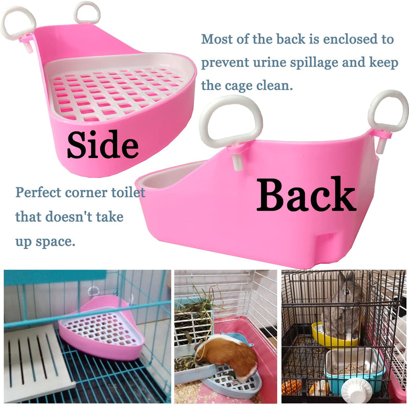 Hamiledyi Small Animals Triangle Toilet, Guinea Pig Litter Box Plastic Bolt Lock Trainer Corner Pee Tray Toilet for Hamster Gerbil Bunny Ferret Chinchilla Hedgehog Pink - BeesActive Australia