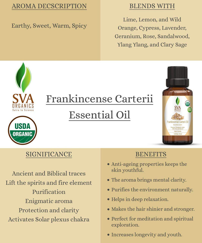 Organic Boswelia Carteri (Frankincense) Essential Oil - 100% Pure, Natural ,Undiluted ,Therapeutic Grade by SVA Organics | Reducing Joint & Arthritis Pain, Strengthen Immune System et (1/3 Oz) 1/3 Ounce - BeesActive Australia