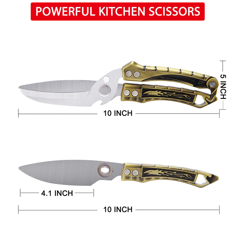 SLEMOON Kitchen Shears Heavy Duty Poultry Shears Meat Cutting Dishwasher Safe and Stainless Food Kitchen Scissors for Chicken Turkey Thanksgiving,Brass Z-brass - BeesActive Australia