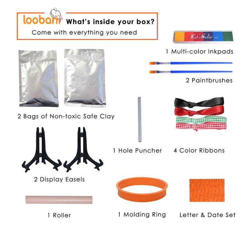 LOOBANI Dog Paw Print Ornaments Kit,DIY Pet Footprint Memorial Impression Keepsake for Puppy and Cats Owners with Light Clay & Deluxe Tool Set 2 Packs - BeesActive Australia