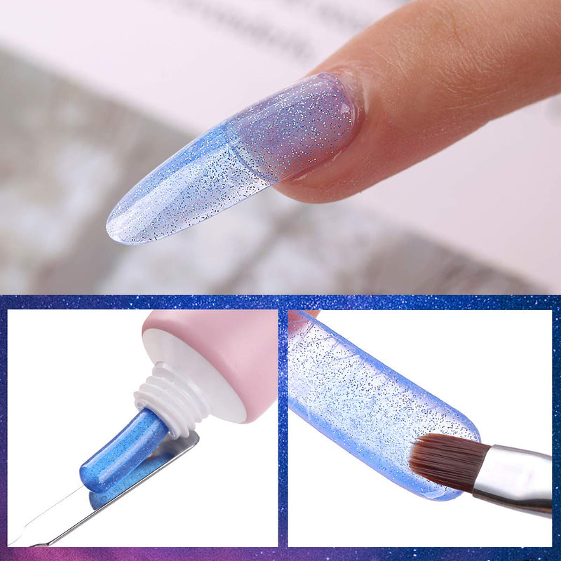 Makartt Jelly Glitter Poly Nail Extension Gel Kit- Pastel Translucent Spring Pink Blue Purple Poly Extension Gel Spring Pastel Gel Nail Enhancement Set for Beginner or Nail Technician - BeesActive Australia