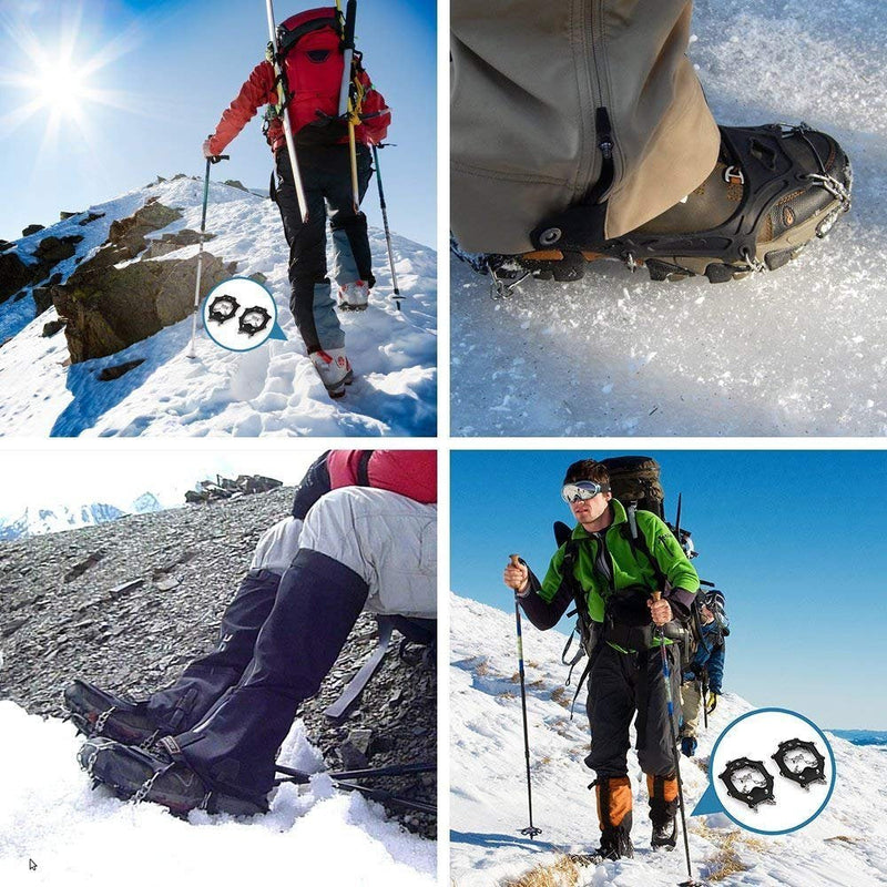 Uelfbaby Crampons Upgraded 19 Spikes Ice Snow Grips Traction Cleats System Safe Protect for Walking, Jogging, or Hiking on Snow and Ice (Fit S/M/L/XL/XXL Shoes/Boots) black Medium - BeesActive Australia