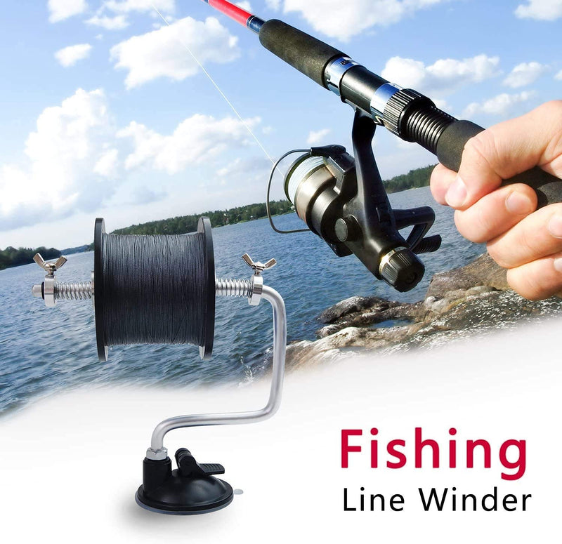 AGOOL Aluminum Fishing Line Spooler Portable Winder Reel Spool System with Suction Cup Adjustable Fishing Tool Tackle - BeesActive Australia