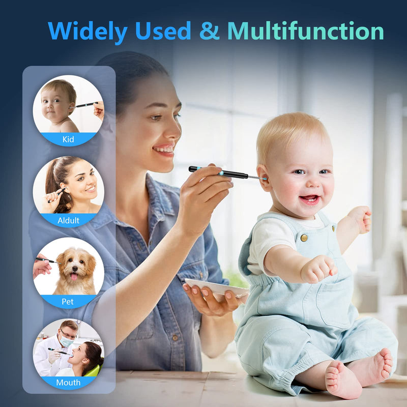 Ear Wax Removal Kit Camera, Upgraded Otoscope Earwax Removal Kit with 7 Massage Functions for Kids Adult Pet, 1080P FHD WiFi Wireless Ear Remover with 6 LED Lights Subitable for Various Smart Devices Black - BeesActive Australia