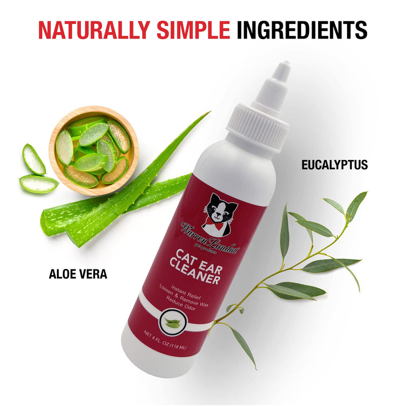 Warren London Cat Ear Cleaner | Ear Cleaning Solution for Cats and Kittens with Aloe Vera | Kitten Ear Cleaner & Ear Wash for Cats | Made in USA - BeesActive Australia
