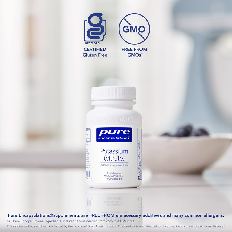 Pure Encapsulations - Potassium (Citrate) - Essential Mineral for Vascular Function and Overall Health - 90 Capsules - BeesActive Australia
