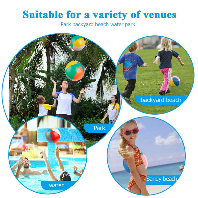 [AUSTRALIA] - Coogam Inflatable Beach Ball Classic Rainbow Color Birthday Pool Party Favors Summer Water Toy Fun Play Beachball Game for Kid Boys Girls 8 to 12 Inches from Inflated to Deflated (10 PCS) 