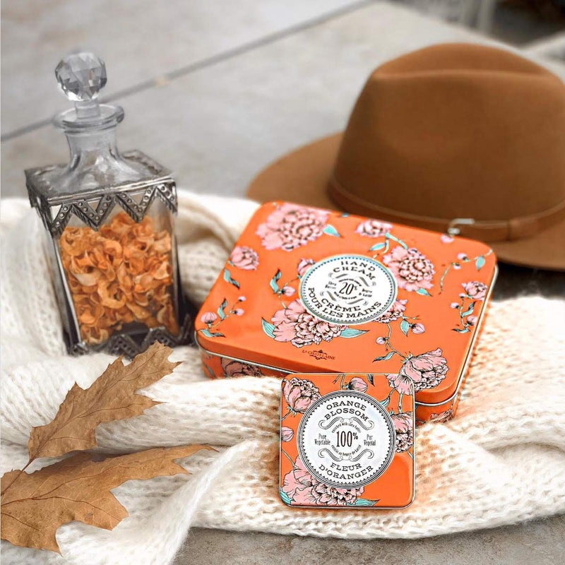 La Chatelaine Hand Cream Trio Tin Gift Set | Ready-To-Gift Tin | Natural | Made in France with 20% Organic Shea Butter | Nourishing and Moisturizing (Gardenia, Orange Blossom, Oud Rose) 3 x 1 fl. oz Orange Trio 1 Fl Oz (Pack of 3) - BeesActive Australia