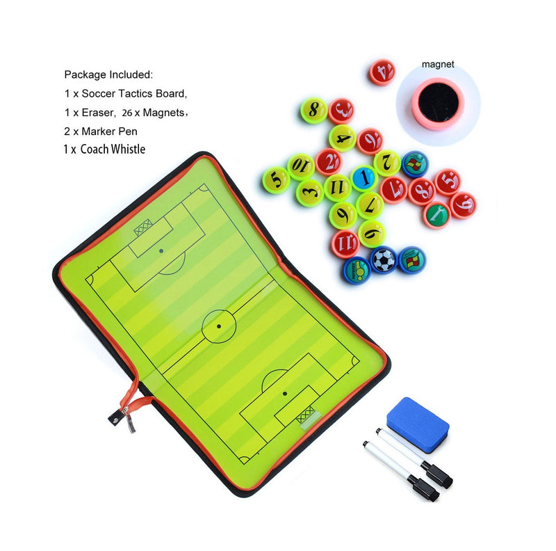 Wrzbest Football Soccer Coaches Magnetic Tactic Board,Dry Erase Coaching Clipboard,Foldable and Portable Coach Tool,Extra Professional Whistle Included - BeesActive Australia