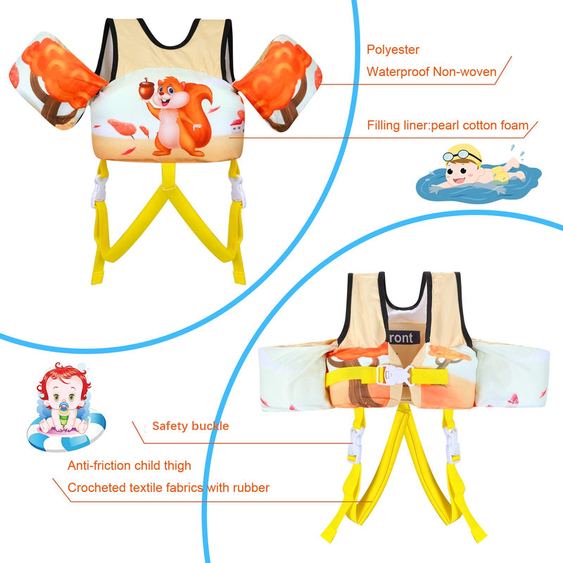 TOAUXUNG Adjustable Kids Swim Vest for Baby Swimming Training,Infant Baby Vest Swim Aid for 22-66 Pounds Boy and Girl Squirrel - BeesActive Australia