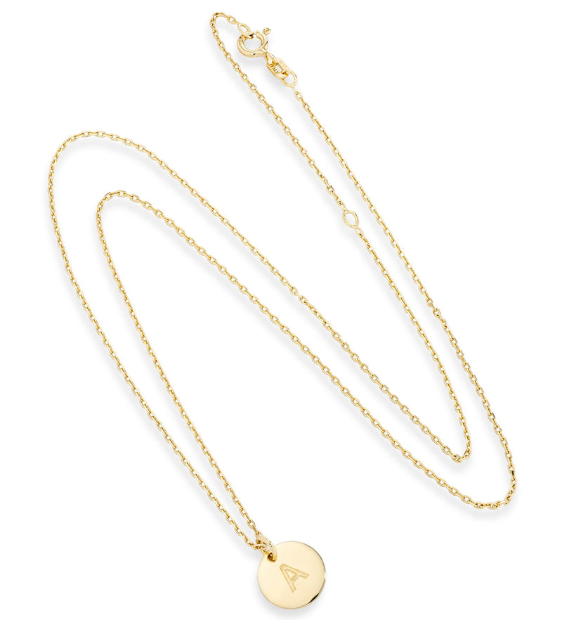 Miabella 925 Sterling Silver or 18K Yellow Gold Over Silver Round Initial Pendant Necklace for Women 18 + 2 Inch Chain, Dainty Letter Necklace Made in Italy M yellow gold plated silver - BeesActive Australia