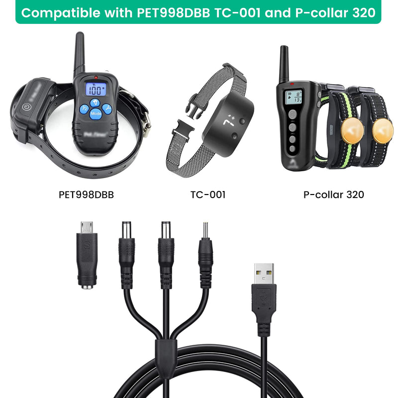 Shock Collar Charger Replacement for Petrainer PET998DBB, NBJU TC-001 and PATPET P-Collar 320 Training Collar,4 in 1 USB Charging Cable, Micro USB Adapter - BeesActive Australia
