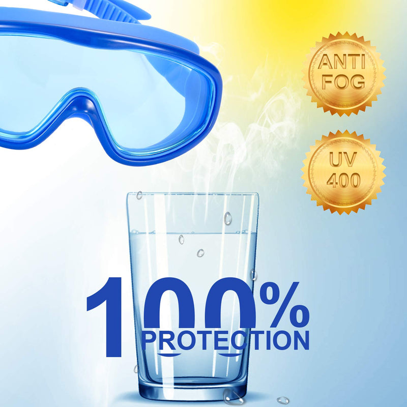[AUSTRALIA] - Kabuda 2 Pack Swim Goggles, Swimming Glasses for Adult Men Women Youth, No Leaking Anti Fog UV 400 Protection Waterproof 180 Degree Wide Clear Vision Triathlon Pool (Set of 2) Black & Blue 
