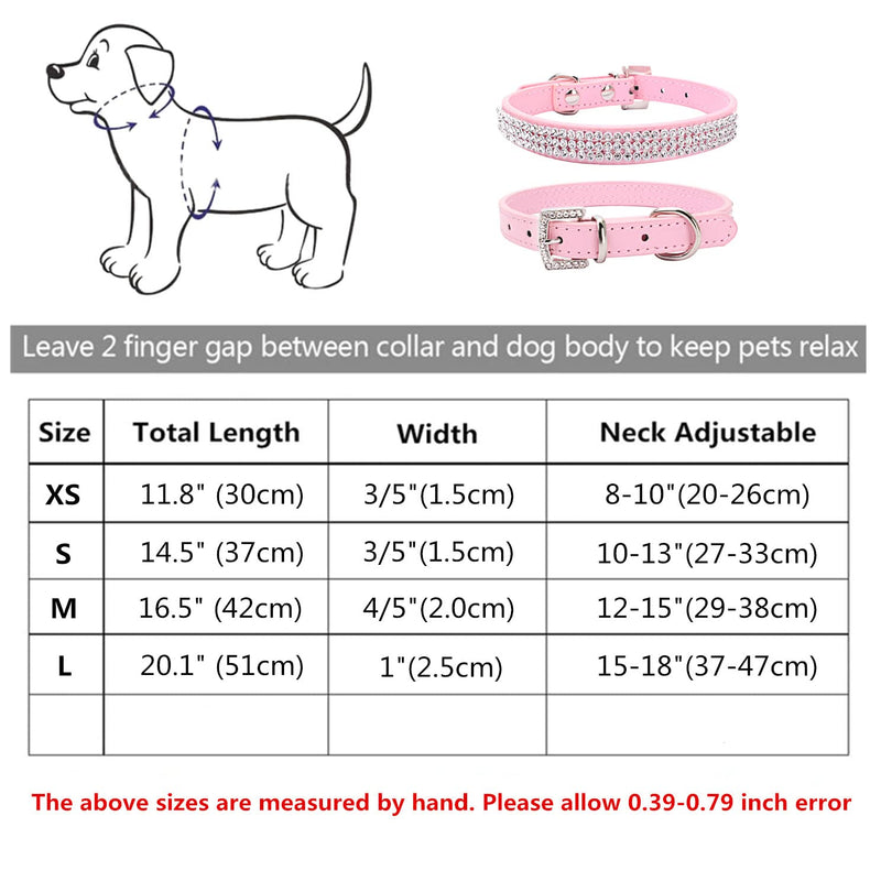 THAIN Rhinestones Dog Cat Collar Bling Diamond with Rhinestone Crown Decoration for Small Medium Large Dogs S(Length 10"-13") Pink - BeesActive Australia