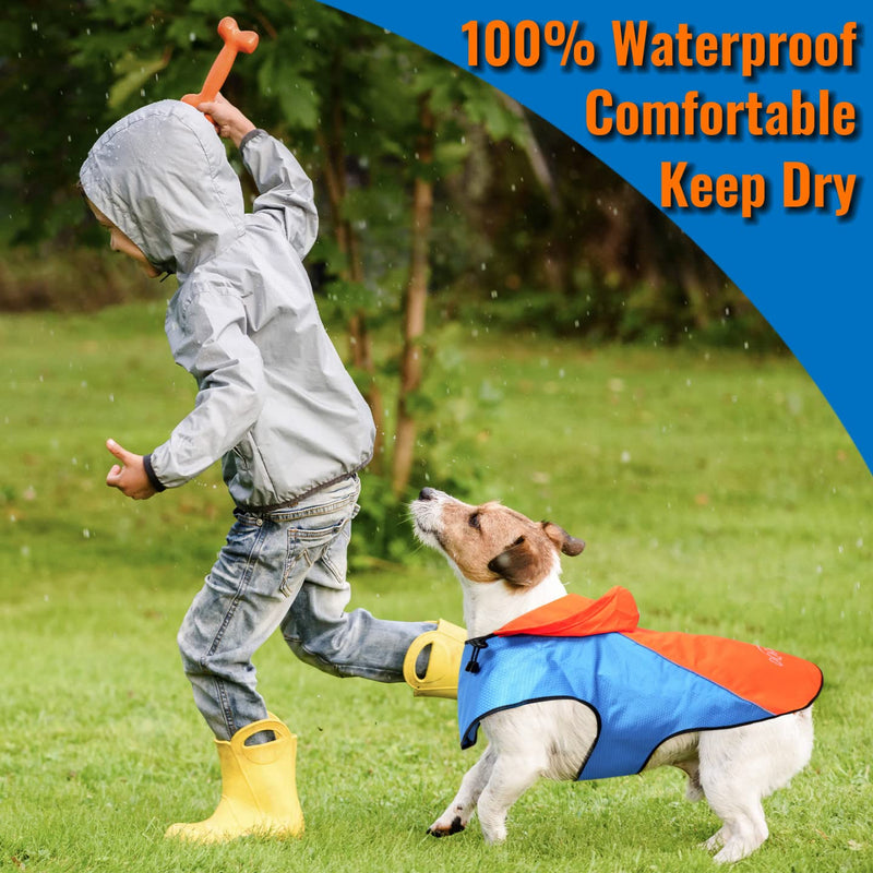 Dog Raincoat Dog Rain Jacket,Coat 100% Waterproof Dog Rain Coats,Jacket,Poncho for Small,Medium,Large Dogs. Reflective Orange Safety Hunting Dog Vest Multi Purpose Raincoats. Keep Dog Dry and Safety. Orange-Blue X-Large - BeesActive Australia