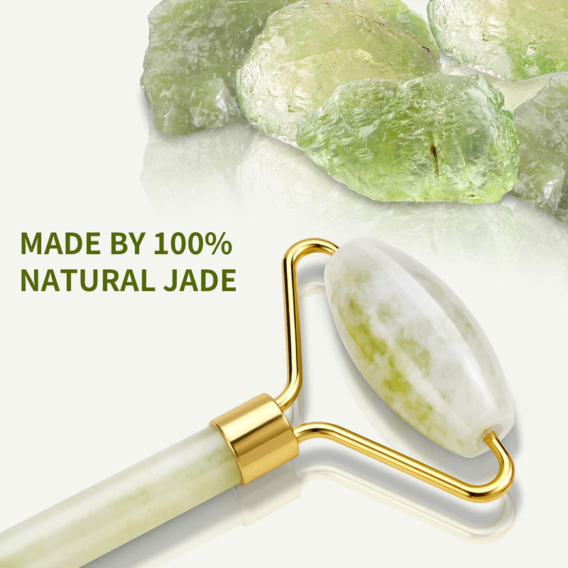 Jade Roller Massage Tool, Anti-Aging Natural Facial Jade Stone Kit, Anti Aging Face Massager Kit for Face, Chin, Double Neck - BeesActive Australia