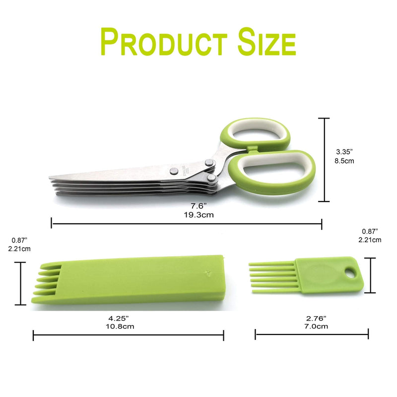 2023 Updated Herb Scissors Set - Herb Scissors With 5 Blades and Cover, Cool Kitchen Gadgets for Cutting Shredded Lettuce, Cilantro Fresh, Green Onion Fresh and etc. Also Can Used for Cutting Paper. Green and White - BeesActive Australia