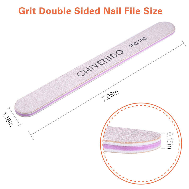 Nail Files And Buffers, 20pcs Professional Nail Files for Acrylic Nails 100/180 Grit Natural Nails,Double Sided Emery Boards Manicure Tools Coarse Washable Fingernail Files (Pink) pink - BeesActive Australia