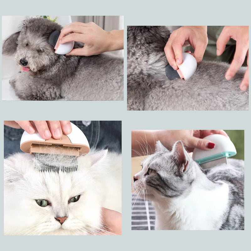 ZHENBUCUO Deshedding Cat Brush Dematting Comb for Dog Grooming Claw Tool for Clean Pet Short & Long Hair Removes 2 in 1 Massaging Deshedding Comb Brush Round (Khaki) Khaki - BeesActive Australia