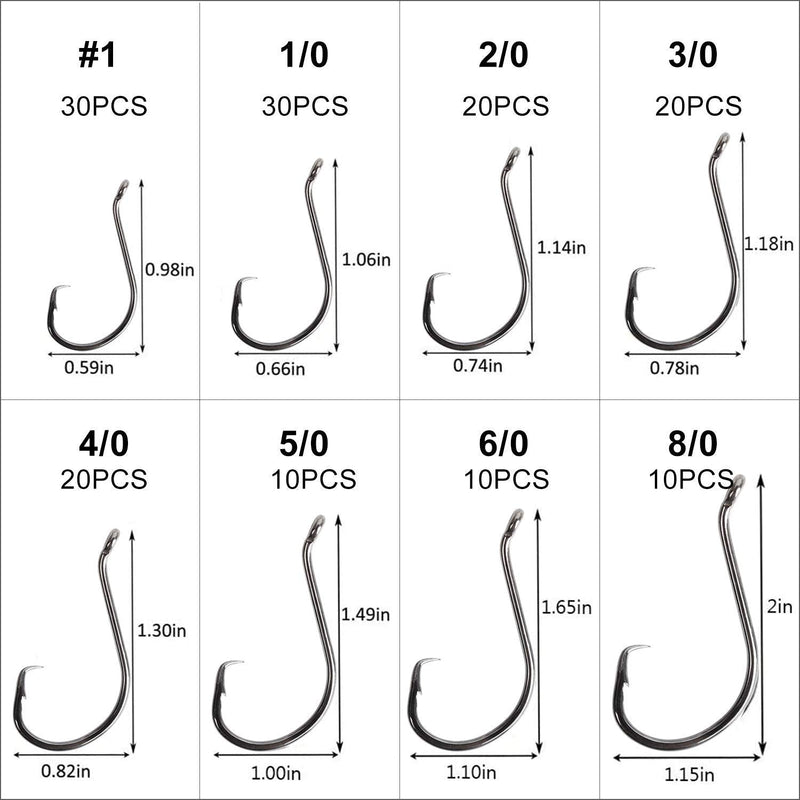 AIRKOUL 20PCS Fishing Leader Stainless Steel 2 Arm Fishing Rigs & 150PCS Circle Hooks Saltwater Fishing Hooks High Carbon Steel Offset Octopus Hooks & 2PCS Fish Hook Remover Tool - Fishing Gear Tackle - BeesActive Australia