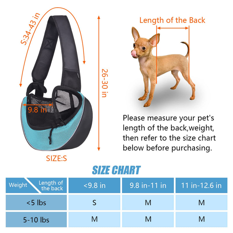 WOYYHO Small Pet Dog Sling Carrier Zipper Pocket Breathable Puppy Sling Carrier with Removable Bottom Adjustable Safe Dog Crossbody Carrier for Small Medium Dogs Cats Rabbit Outdoor Travel Cyan - BeesActive Australia
