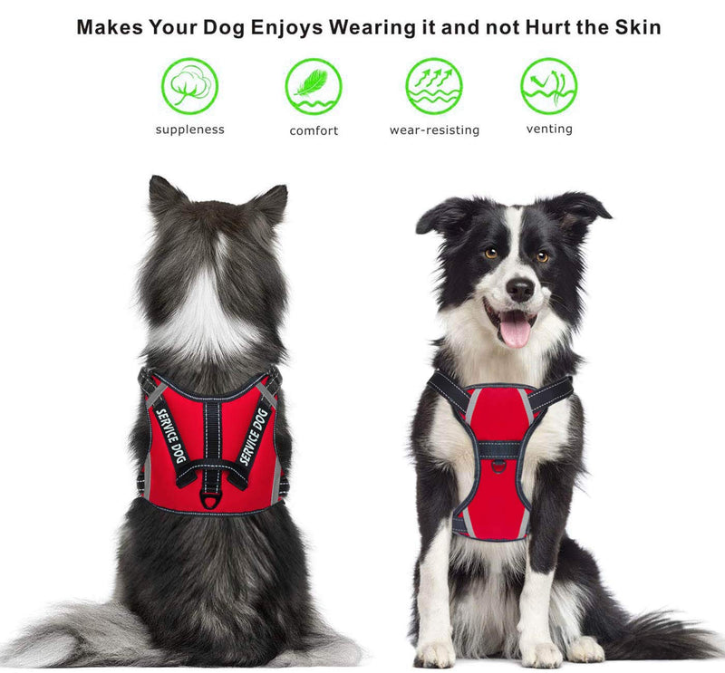 LMOBXEVL Service Dog Harness,No-Pull Dog Harness with Handle Adjustable Reflective Pet Dog in Training Vest Harness,Easy Control for Small Medium Large Breed Outdoor Walking Hiking X-Small (Pack of 1) Red - BeesActive Australia
