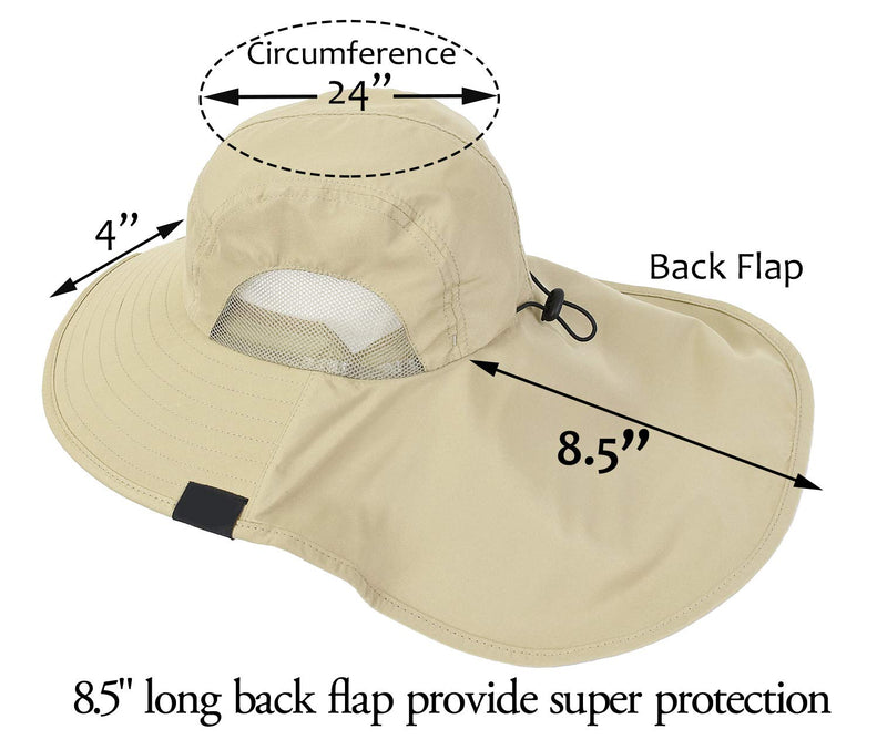 [AUSTRALIA] - Tirrinia Mens Wide Brim Sun Hat with Neck Flap Fishing Safari Cap for Outdoor Hiking Camping Gardening Lawn Field Work, Tan 