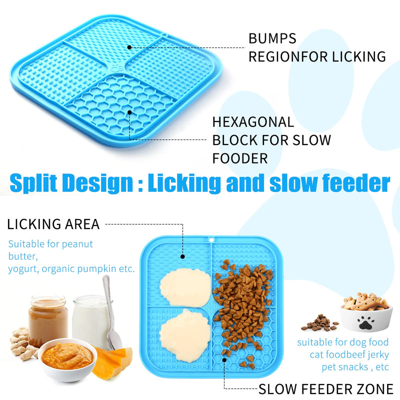 Dog Lick Mat Slow Feeder for Dogs, Premium Lick Pad with Suction Cups for Dog Anxiety Relief, Slow Feeder Dog Bowls, Bathing, Grooming and Training, 2 Pack - BeesActive Australia