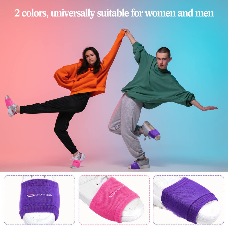 Geyoga 2 Pairs Pack Over Sneaker Dance Socks Rose Red Purple Shoe Socks Dance Shoe Covers Shoe Sliders for Dancing Dance Socks for Smooth Floors Women Men Dancers Exercise - BeesActive Australia