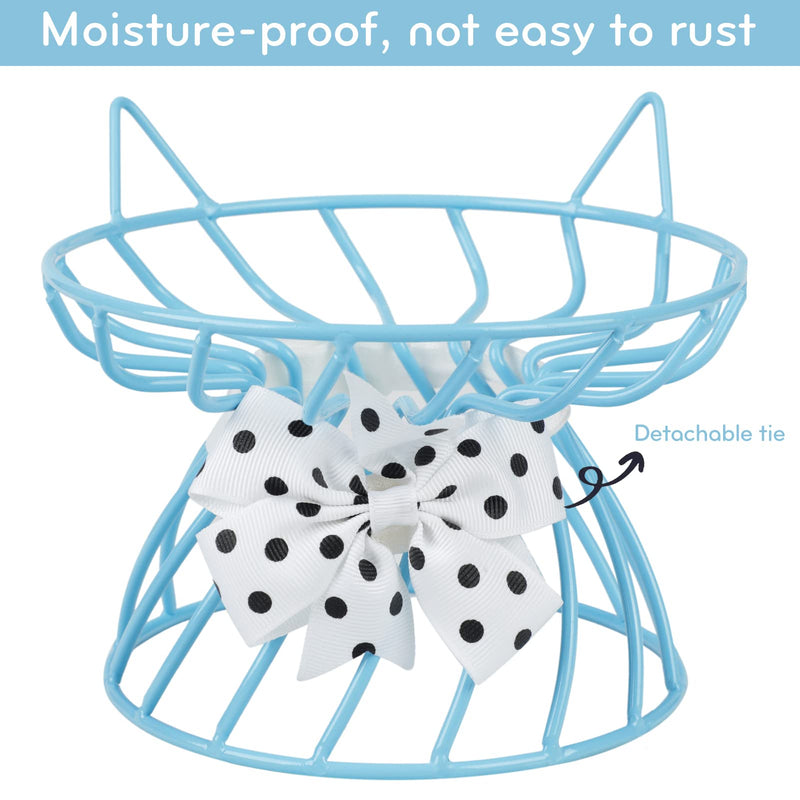 Dorakitten Elevated Cat Ceramic Bowls: Raised Cat Food Bowl, Cute Cat Feeder Bowl Stand, Food & Water Anti Vomiting Shallow Ceramic Cat Dish, with Non-Slip Mat Pet Bowl for All Cat Blue - BeesActive Australia