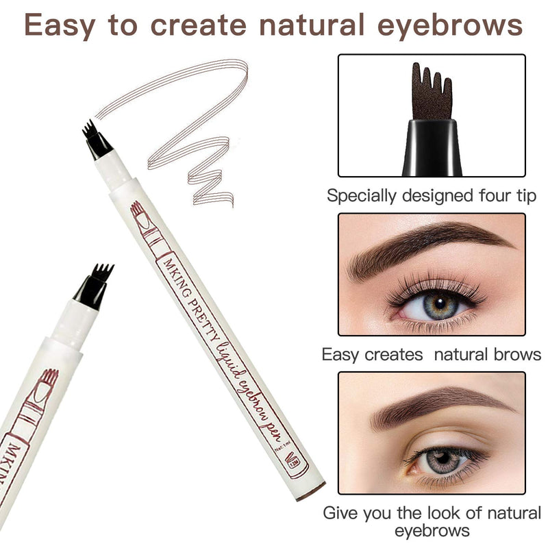 VIKINICY Eyebrow Pencil，2Pcs Eyebrow Pen with a Micro-Fork Tip Applicator Easily Define Waterproof & Long-Lasting & True Eyebrows (Brown) - BeesActive Australia