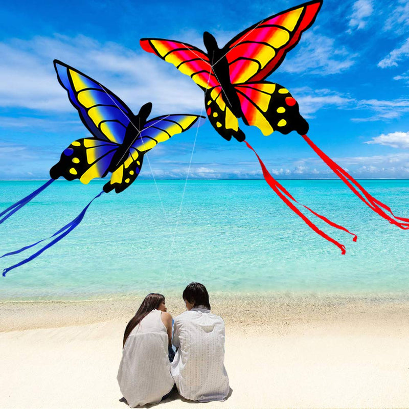 [AUSTRALIA] - HENGDA KITE for Kids and Adults Amazing Colorful Butterfly Kite for Outdoor Games and Activities Single Line Kite with Flying Tools (Red and Blue) Red and Blue 