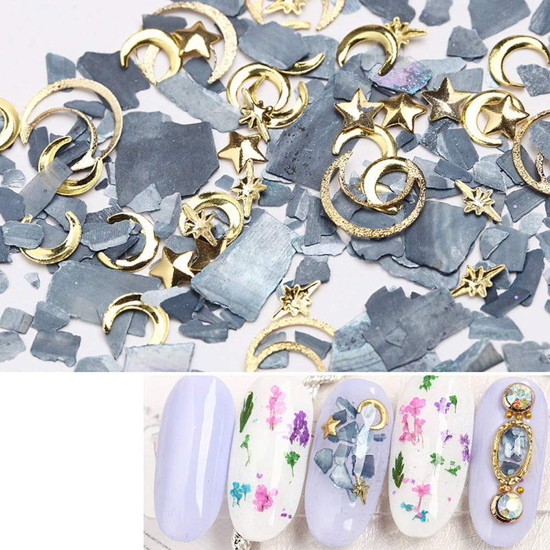 Nail Art Rhinestones 6 Boxes Nail Art Diamonds Mixed Sequins Flatback Diamonds Crystals Beads Gems Leaf Star Moon Shell Charms Accessaries DIY 3D Nail Art Decoration - BeesActive Australia