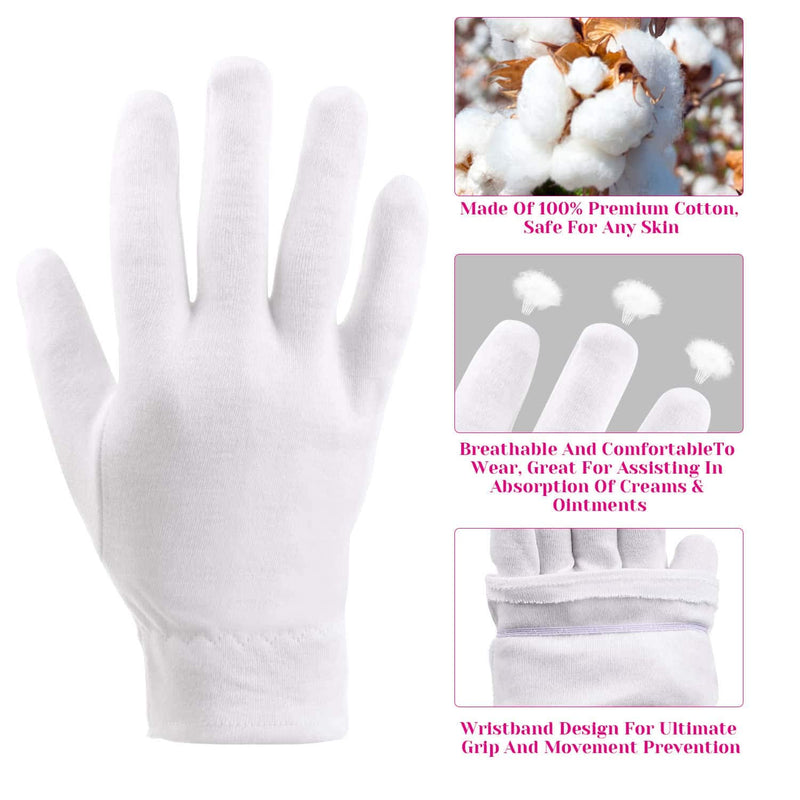 100% Cotton Gloves for Dry Hands Eczema, Selizo 10 Pairs White Cotton Gloves for Women Dry Hands Moisturizing Cosmetic Sensitive Irritated Skin Spa - BeesActive Australia