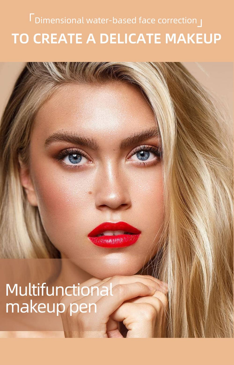 2 Colors Liquid Contour Beauty Wand, Highlighter and Bronzer Stick,Long Lasting & Smooth Natural Matte Finish,with Cushion Applicator Attached Easy to Blend. (1# / 2#) 2 Colors- 1# / 2# - BeesActive Australia