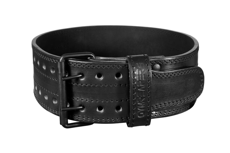 Gymreapers Weightlifting Belt 6MM Genuine Leather - Double Prong Power Belt Heavy Duty 4-Inch Wide - Strong, Stabilizing Back Support for Deadlifts, Squats Powerlifting Black X-Small - BeesActive Australia