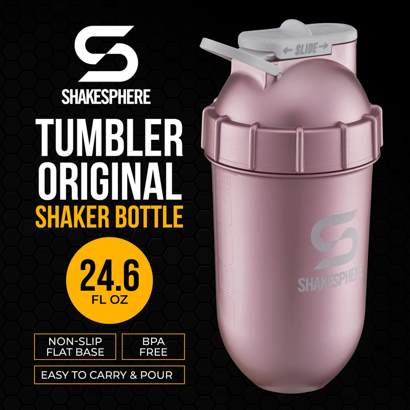 ShakeSphere Tumbler: Protein Shaker Bottle, 700ml - Capsule Shape Mixing - Easy Clean Up - No Blending Ball or Whisk Needed - BPA Free - Mix & Drink Shakes, Smoothies, More - Matte Black/Black Logo Matte Black With Black Logo - BeesActive Australia
