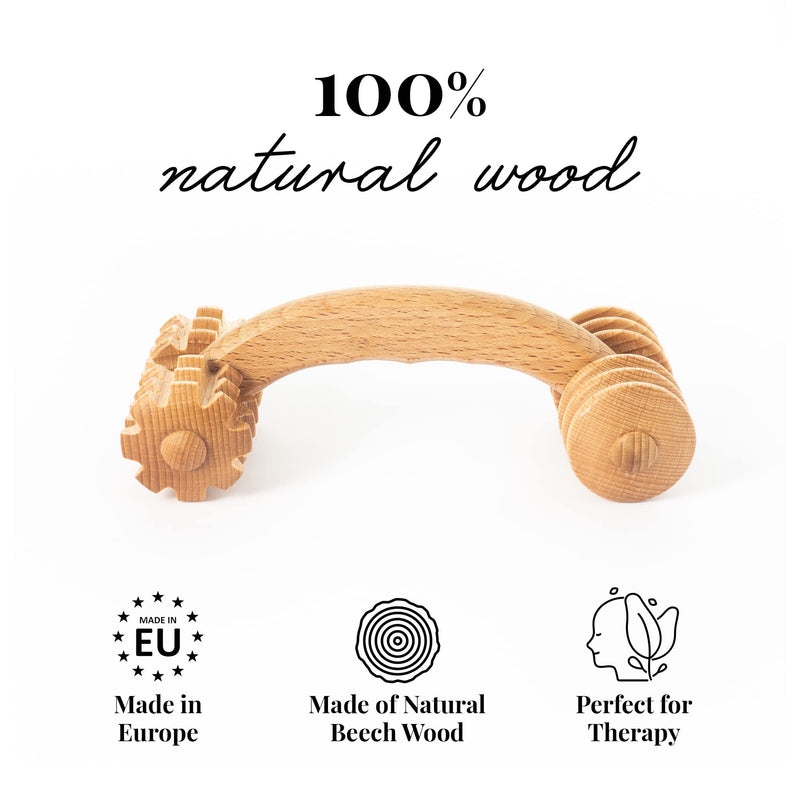 Tuuli Accessories Massage Muscle Roller Tool Massager for Back Neck Shoulder Arms Legs Body Wooden 18 x 7 x 6 cm - BeesActive Australia