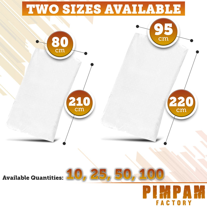 PimPam Factory - Odourless NWF Fitted Massage Couch Cover - Liquid Repellent - Disposable Massage Table Cover 31.4 x 82.7 in - Fitted Protective Sheet for Treatment Tables - Made in EU - Pack 10 80x210 - BeesActive Australia