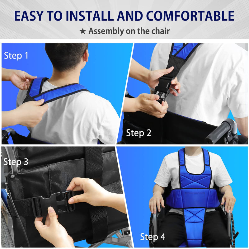 [LOSCHEN] Wheelchair Harness Belt Non-Slip Breathable Whole Body Waist Strap Seat Belt for Elderly People and Patients（Blue） - BeesActive Australia