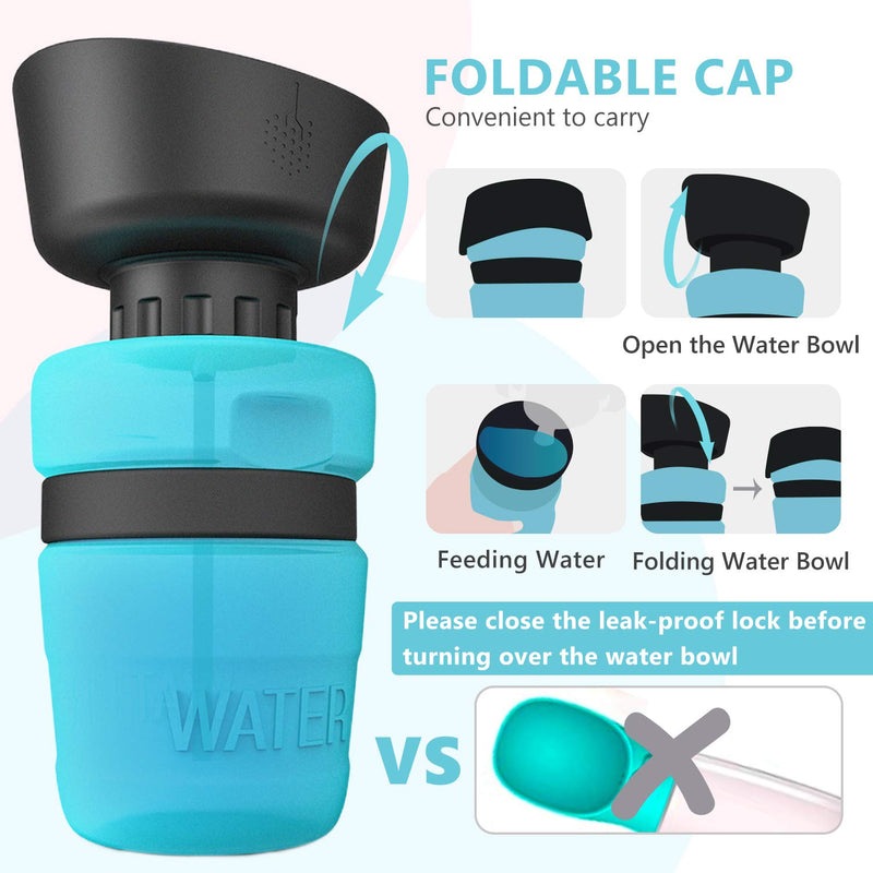 Pet Water Bottle,Dog Travel Water Bottle for Dogs,Upgraded 2 in 1 Drinking Cup Dispenser for Pets,with 2 Collapsible Bowls,Leakproof Foldable Food Bowl for Outdoor Travel Walking Hiking BPA Free - BeesActive Australia