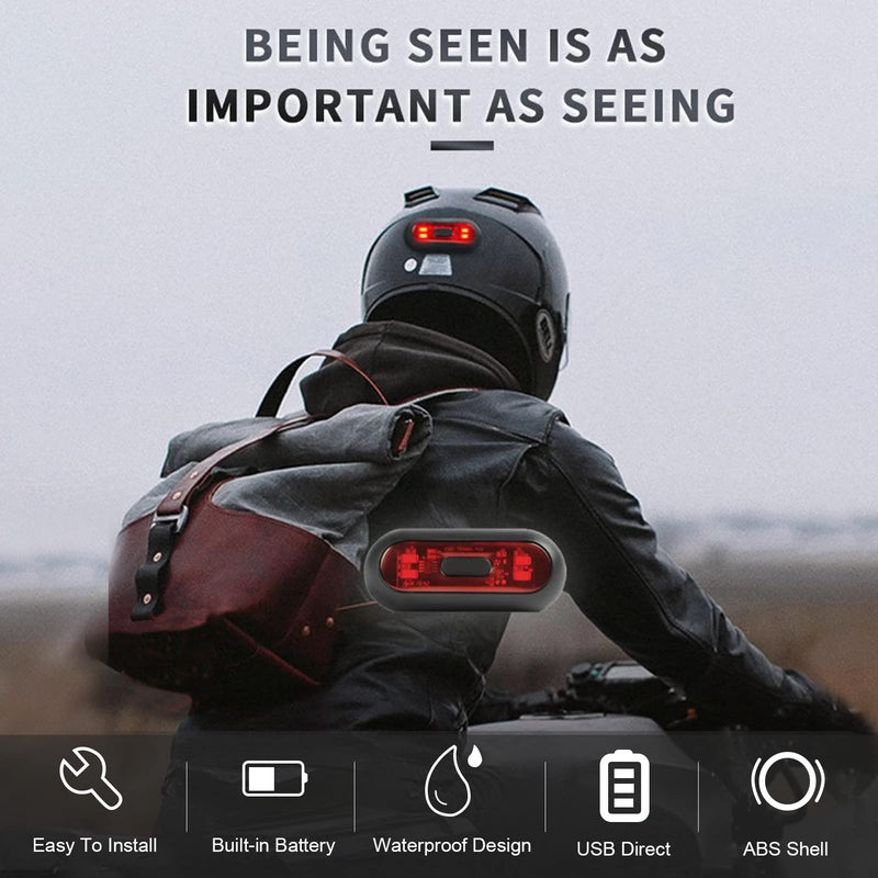 JIAN BOLAND LED Helmet Light,Motorcycle Helmet Brake Light Rechargeable Bike Rear Red Safety Warning Light for Night Riding, IPX6 Waterproof & Extra Velcro - BeesActive Australia