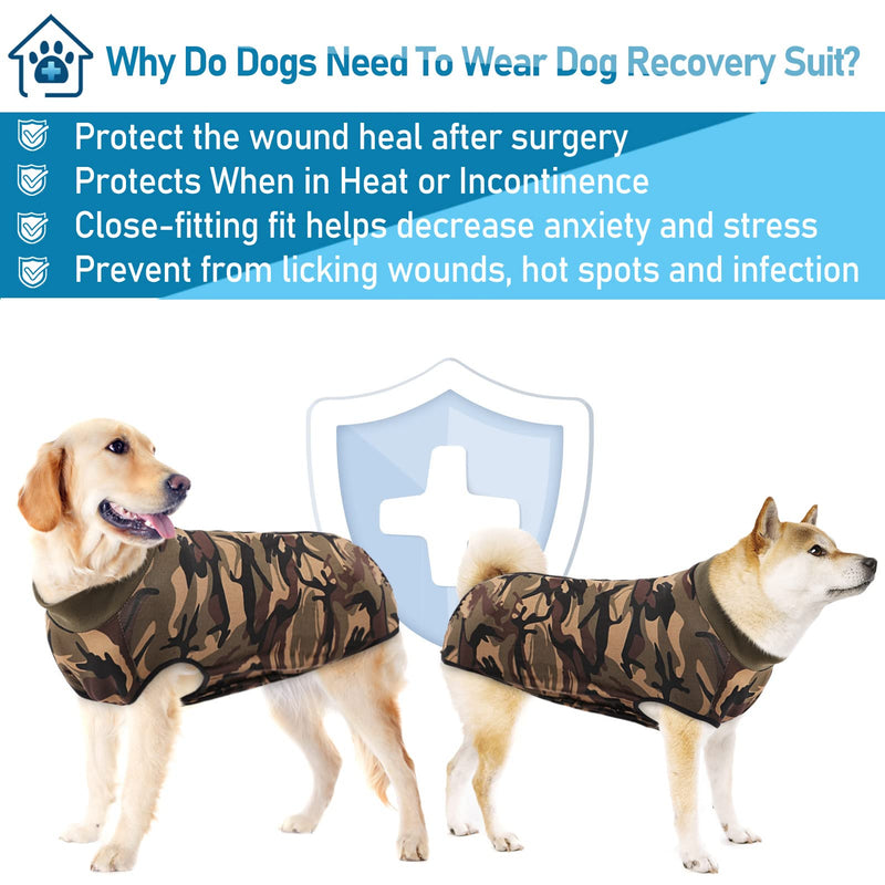AOFITEE Dog Recovery Suit, Surgical Recovery Suit for Dog Female Male After Surgery, Dino Stripe Dog Recovery Shirt for Abdominal Wounds, Anti Licking Dog Onesie Jumpsuit E-Collar Cone Alternative 6X-Large Camo - BeesActive Australia