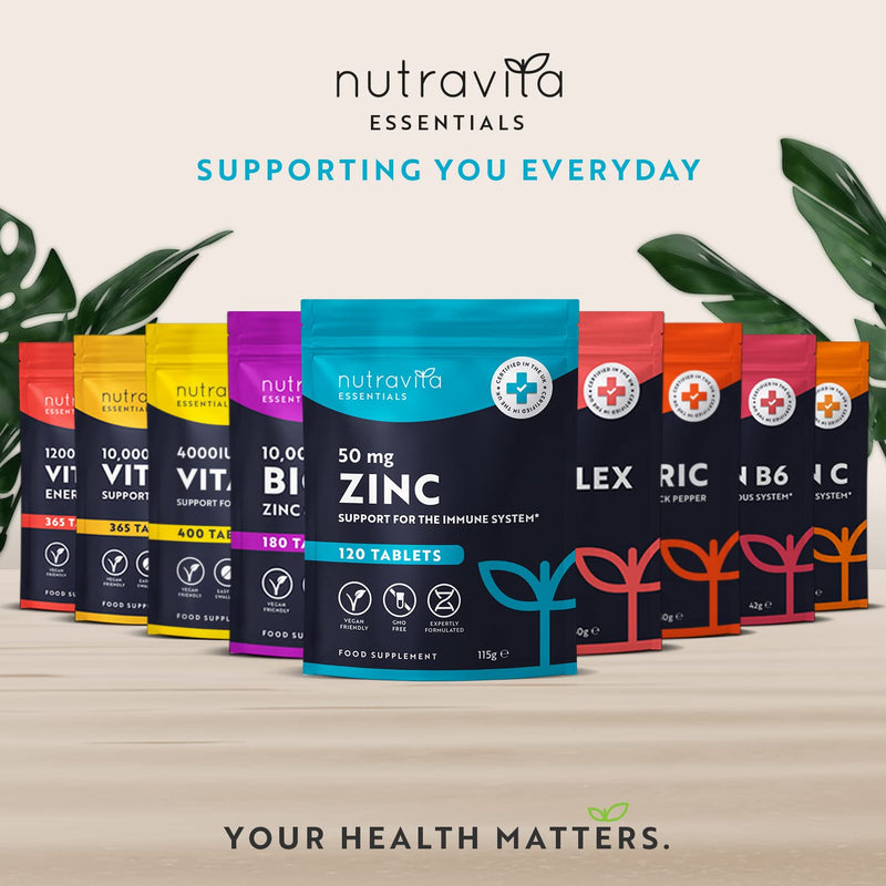 Zinc Tablets 50mg � 120 High Strength Vegan Tablets (4 Months Supply) � Highly Absorbable Zinc Supplements for Maintenance of Normal Immune System, Bones, Hair, Skin & Nails � Made in UK by Nutravita - BeesActive Australia